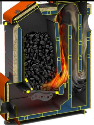 шахтный твердотопливный котел Холмова для отопления дома с 3х ходовым теплообменником